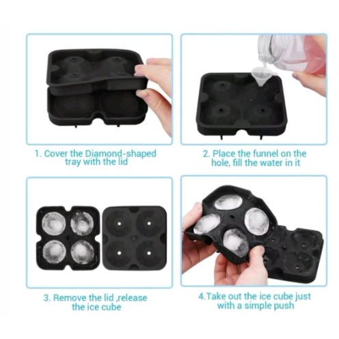 Cetakan Es Batu Ice Cube Tray Mold Model Berlian 4 Sekat