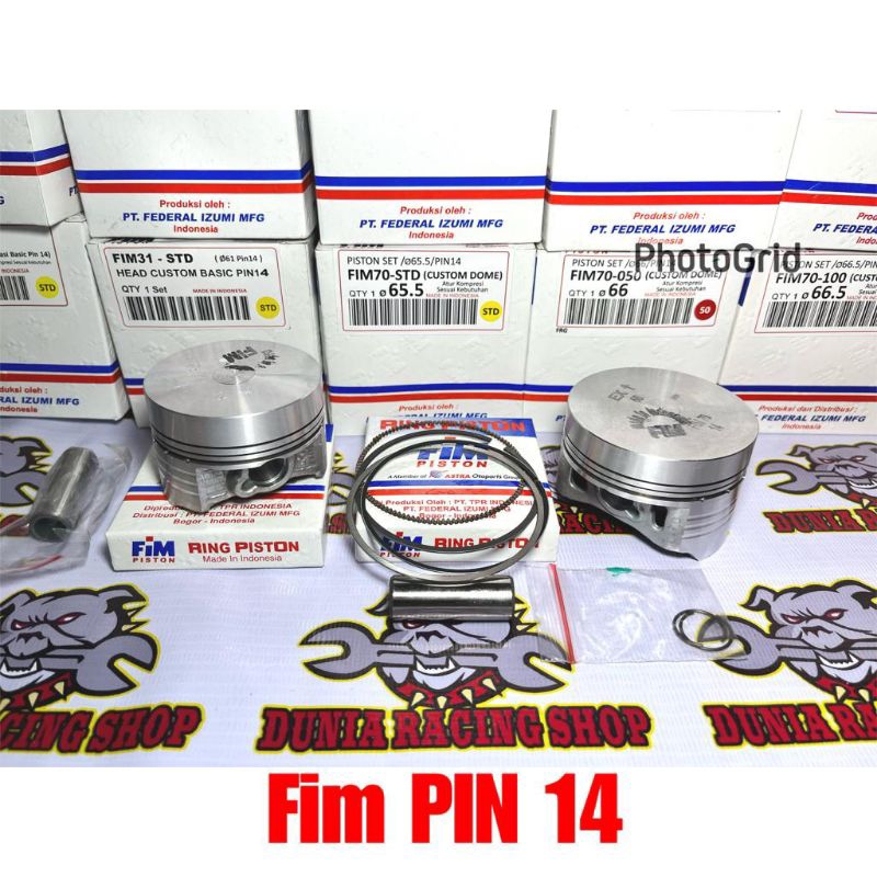 Piston FIM Seher FIM Dome Mentah 57 57.5 58 58.5 59 59.5 60 61 62 63 65.5 66 66.5 67 67.5 68 Pin 13 Pin 14 Pin 15 Pin 16 1SET Fim Piston Costum Dome Jenong Cebol + Ring seher Kancingan Pin Original FIM