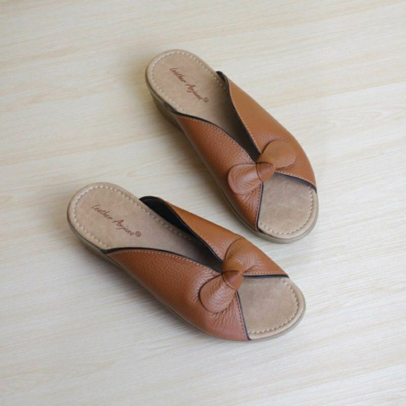 Sandal Wedges Kulit Sapi Wanita