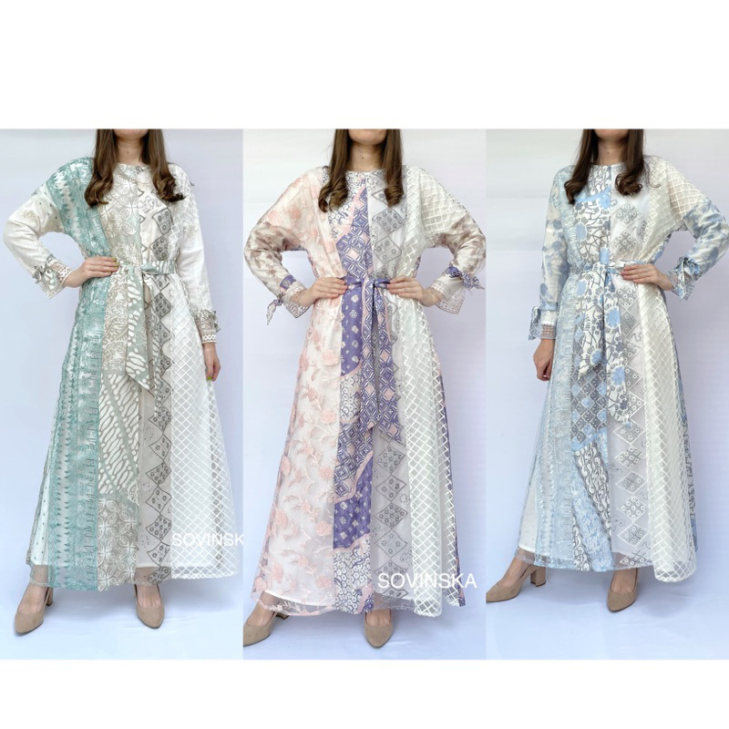 Gamis Batik G 65 Brokat, Dress Panjang, Batik Modern, Kondangan