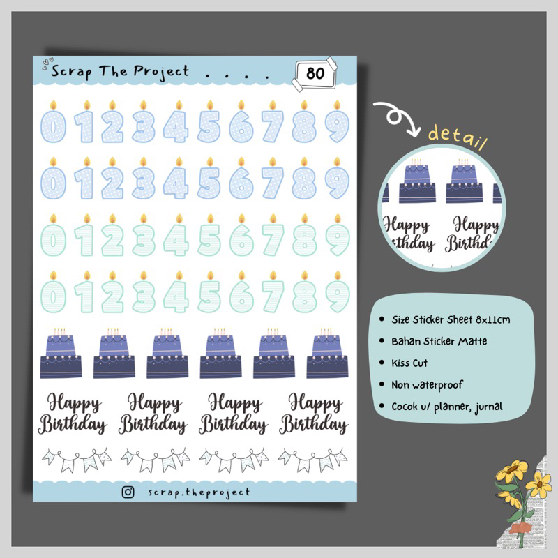 

STICKER PLANNER JOURNAL / STICKER CANDLE BIRTHDAY / STP - 80