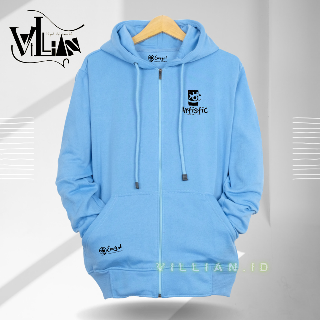 Hoodie Zipper Pria Original Distro Warna Biru Turkis Sweater Hodie Resleting Premium