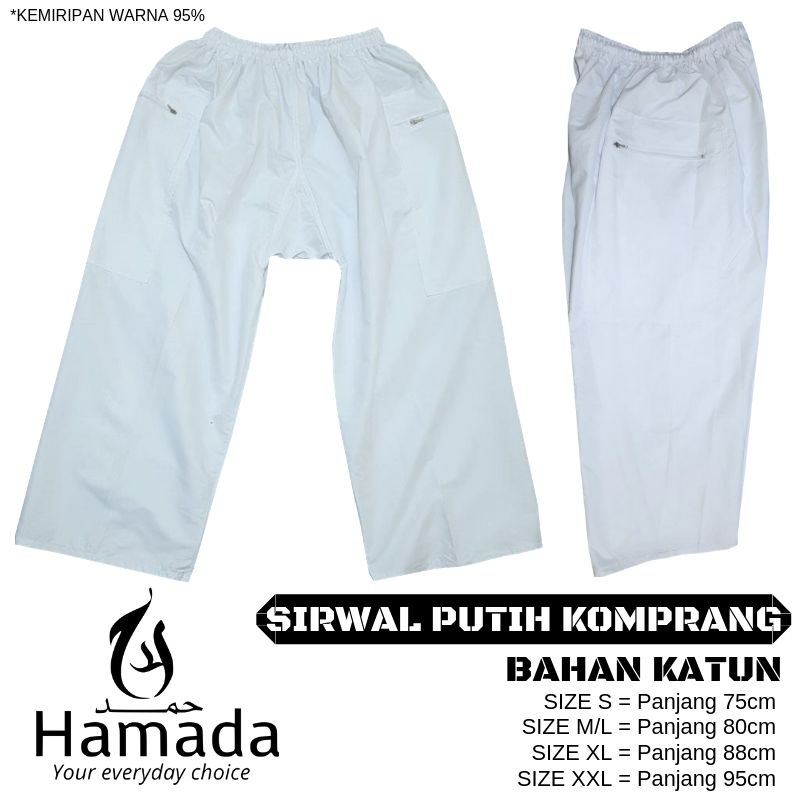 CELANA SIRWAL KOMPRANG PANNGSI PUTIH CELANA RANGKEPAN