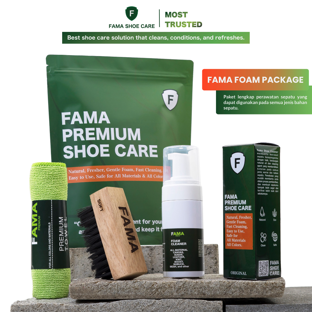 Fama Shoe Care - Paket Foam Cleaner 115ml - Paket Laundry Sepatu - Paket Cuci Sepatu Shoes Cleaner - Shoe Cleaner