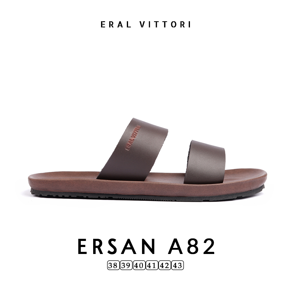 Eral Vittori -  Ersan A82 Sandal Pria Kulit Harian Santai Coklat