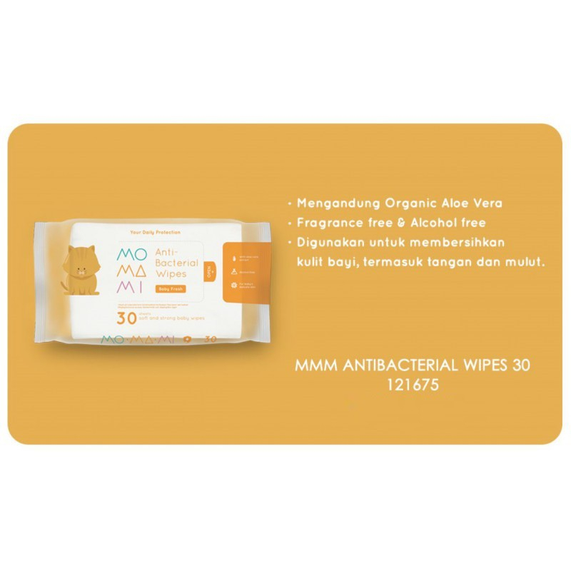 Momami Baby Antibacterial Wipes - Tisu Basah Anti Bakteri Bayi (30 Lembar)