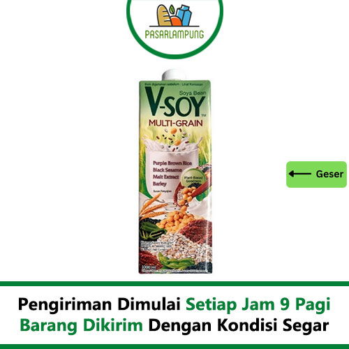 V-SOY Multi Grain Susu Kedelai Perkotak 1000 mL Pasar Lampung