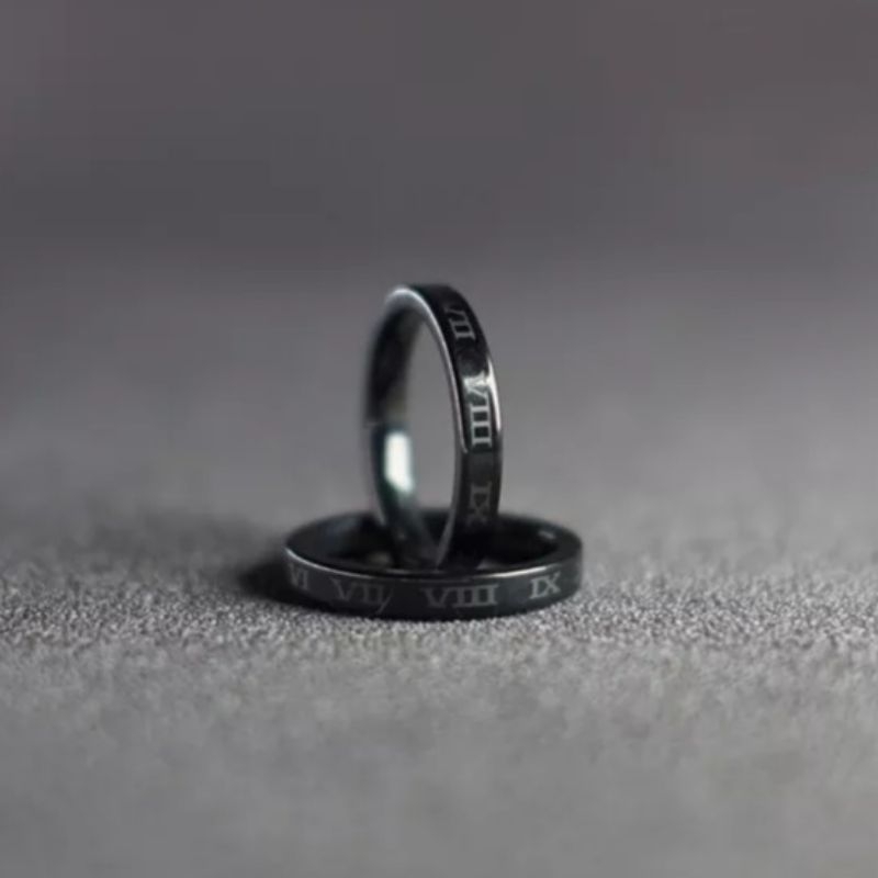 4s Grosir Solo || CINCIN TITANIUM HITAM ROMAWI 3mm ANTI KARAT&amp;LUNTUR
