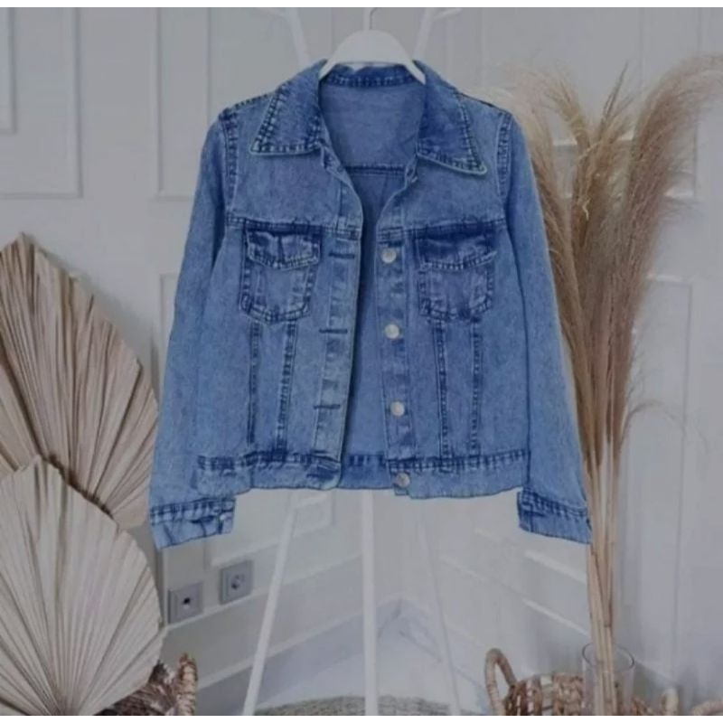 terbaru ( oversize ) jaket jeans wanita hitam snow // jaket jeans wanita biru snow // jaket jeans