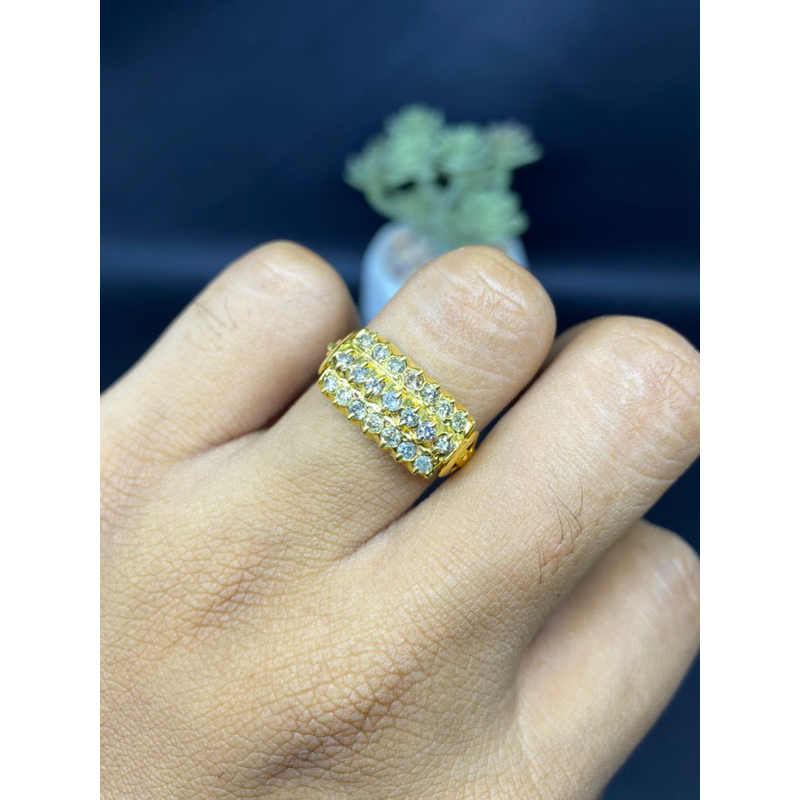 Cincin Emas Berlian Tingkat Tiga Berlian 21pcs Cincin Emas Berlian Murah Cincin Cincin Tangga Presid