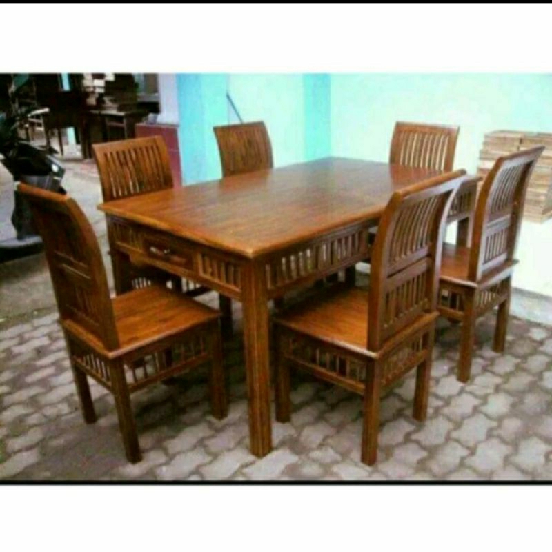 Meja makan kartini kursi makan jati ukiran jepara
