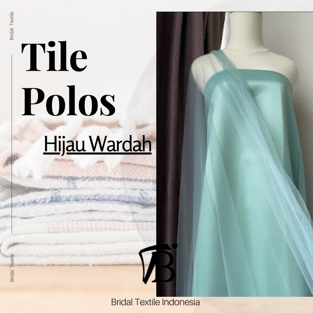 Kain Bahan Soft Tile Tille Tule Tulle Polos Halus Lembut Lemas Warna Hijau Wardah Green
