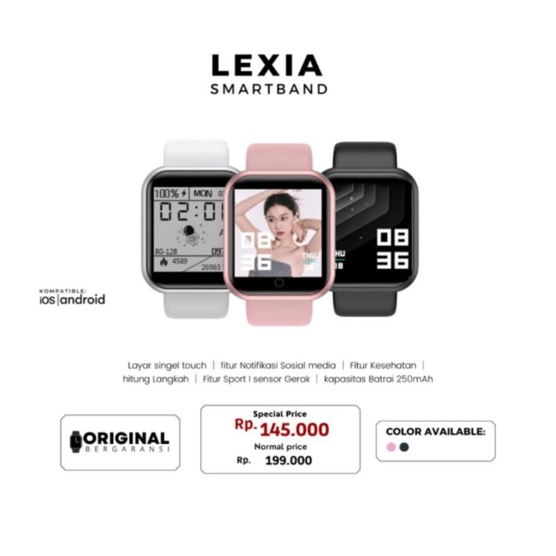 Smart Watch Lexia SW01B / Mini aple (IOS&ANDROID) Sensor Gerak Aktif