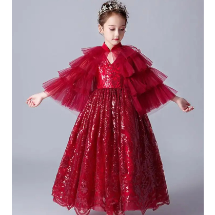 GAUN PENGANTIN PEREMPUAN MERAH MENAKJUBKAN GAUN ANAK MERAH BERSINAR