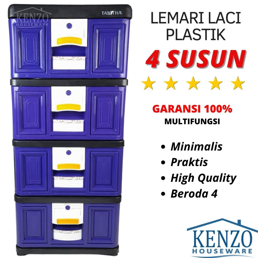 Lemari Laci Plastik 4 5 Susun LACI F04 TABITHA Laci Loker Serbaguna ATK Minimalis