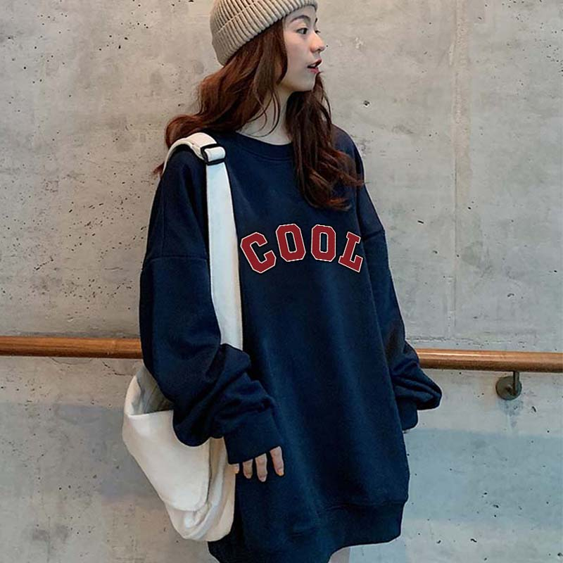 Kaos Stasan Wanita Oversize Couple Sweater American Vintage Letter Cartoon Graphic Priting Top Kekinian Casual Sweater