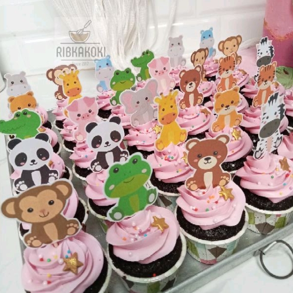 

(Hanya Surabaya Sidoarjo Gresik) 20 pcs Birthday Cupcake MINI kue ultah karakter ribkakoki