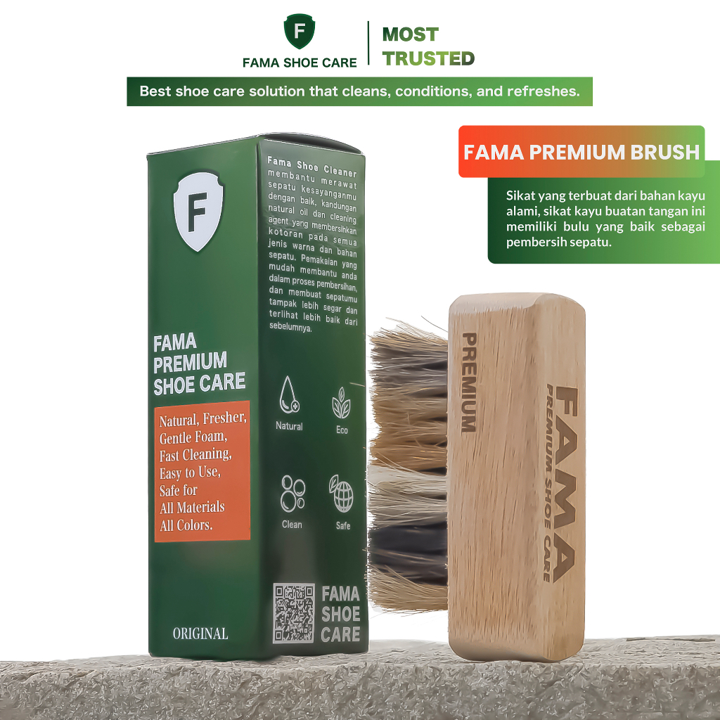 Fama Shoe Care -Premium Brush Sikat Bulu Kuda-Sikat Sepatu - Shoes Cleaner - Shoe Cleaner