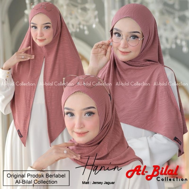 (Al Bilal Hijab) HANIN•• segitiga instan motif••seginstan jersey jaaguuar