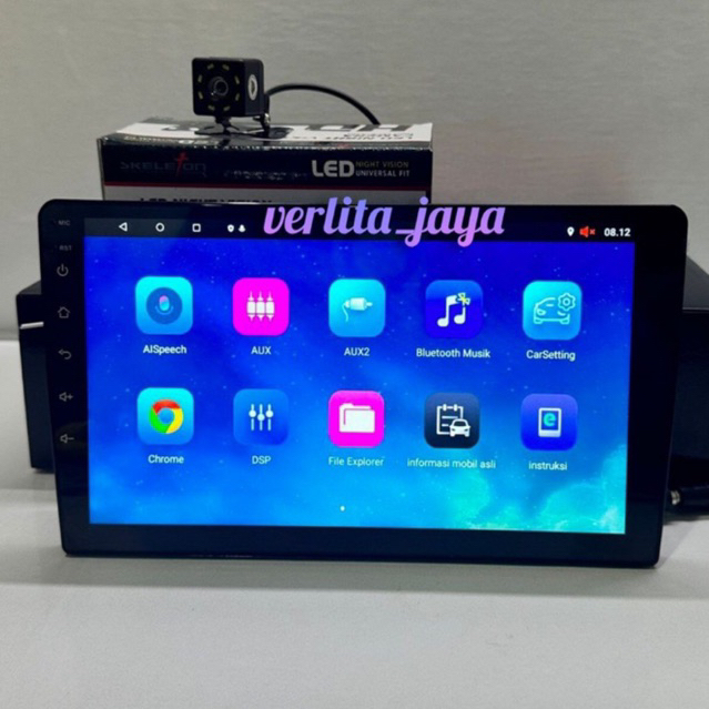 HEAD UNIT DOUBLE DIN ANDROID SKELETON SKT-8189 9” INCH RAM 1+32GB VOICE COMMAND UNIVERSAL BONUS CAME