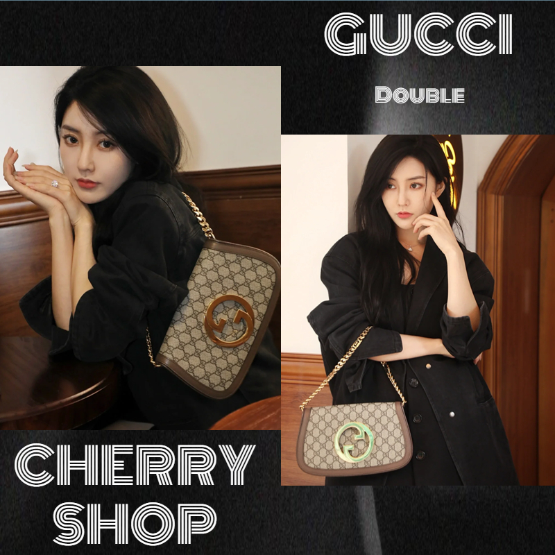 ✨100% authentic Gucci Round Interlocking Double G Shoulder Bag Tas Rantai/Tas Bahu