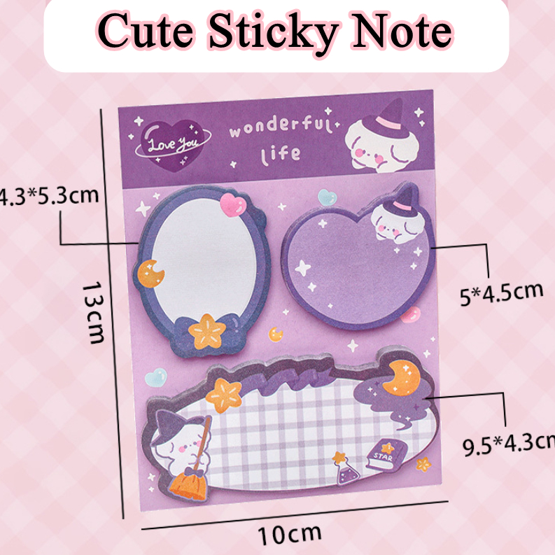 [ORGM] Alat Tulis Kantor Perlengkapan Sekolah Sticky Note Wonderful Lucu Warna Cerah 1 set 3 Motif