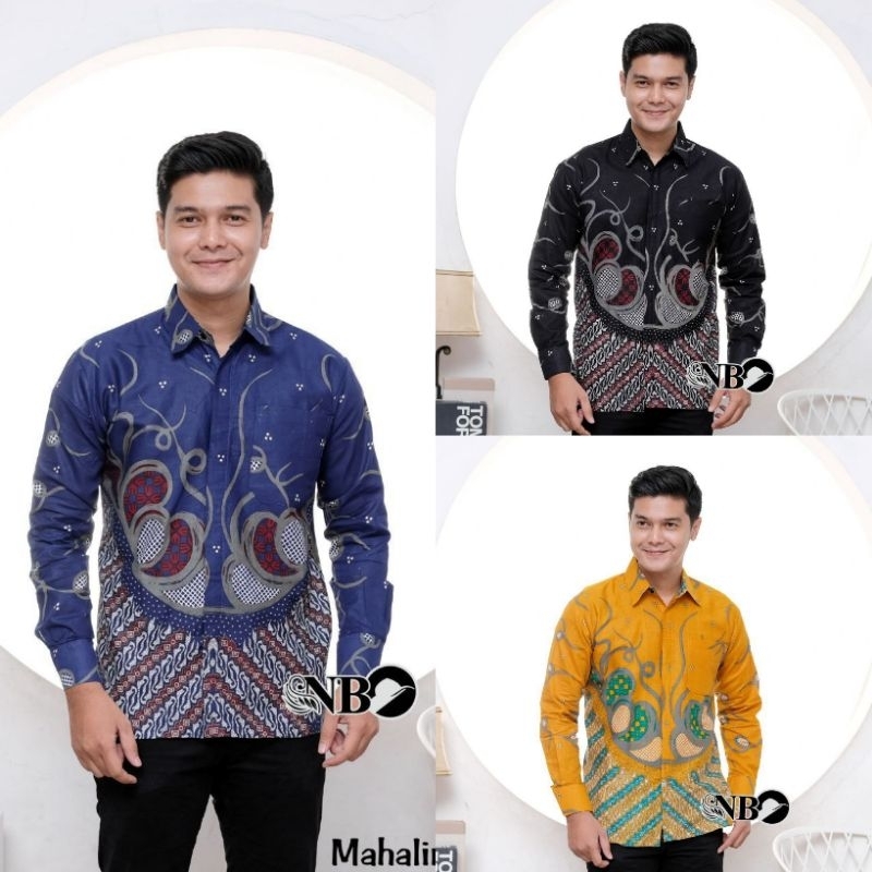 Kemeja Batik Pria Modern Lengan Panjang Casual Modis Slim Fit