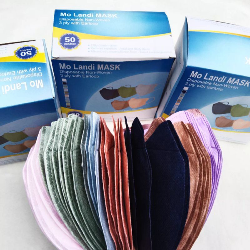 Masker Duckbill 3 Ply Face Mask Warna Mix 1 Box Isi 50 pcs