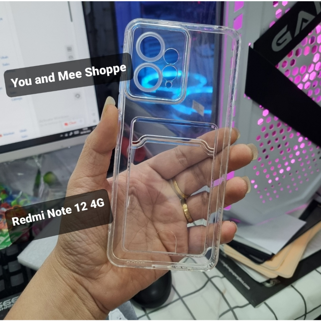 2023!! Soft Case Bening + SLOT Kartu Xiaomi 12C Redmi Note 12 4G Note 12PRO Redmi 12C Casing Slot Tempat Kartu CARD Softcase CLEAR Airbag Four Air bag Silicone Kondom Karet TPU Plastik Plastic warna Transparent 5G S Slotcard ATM SIM Acces 12 C Note12