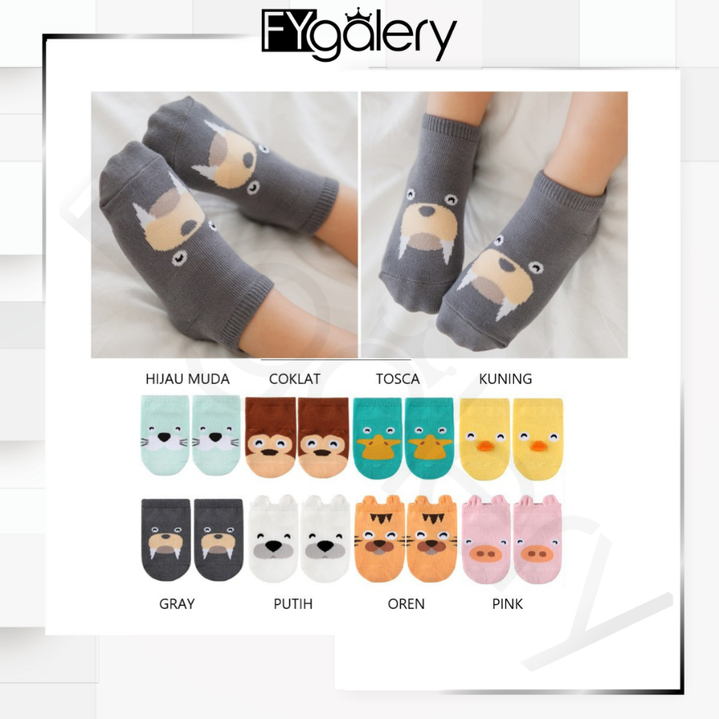 FYGALERY KS04 Kaos Kaki Bayi Motif Hewan Kaos kaki Anak Karakter KaosKaki Anti Slip Baby Socks Animal Cute