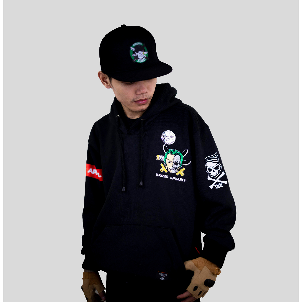 Jacket Hoodie Full Bordir RORONOA ZORO  Heavy Cotton Fleece