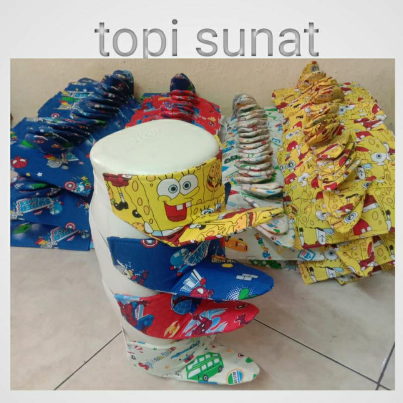 TOPI SUNAT KARAKTER KARTUN / JUGANG PELINDUNG LUKA KHITAN / CELANA SUNAT/PENYANGGA SUNAT KARAKTER TE
