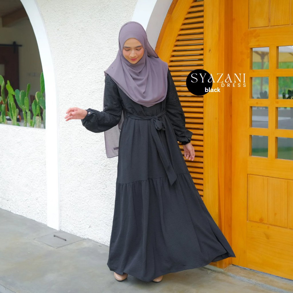 Riskirich Syazani Vol 2.0 Gamis Elegant Terbaru Bahan Airflow Crinkle Anti Kusut