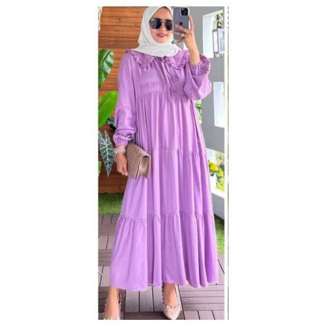 Gamis Jumbo Midi Dress Bahan Rayon Kayra Polos