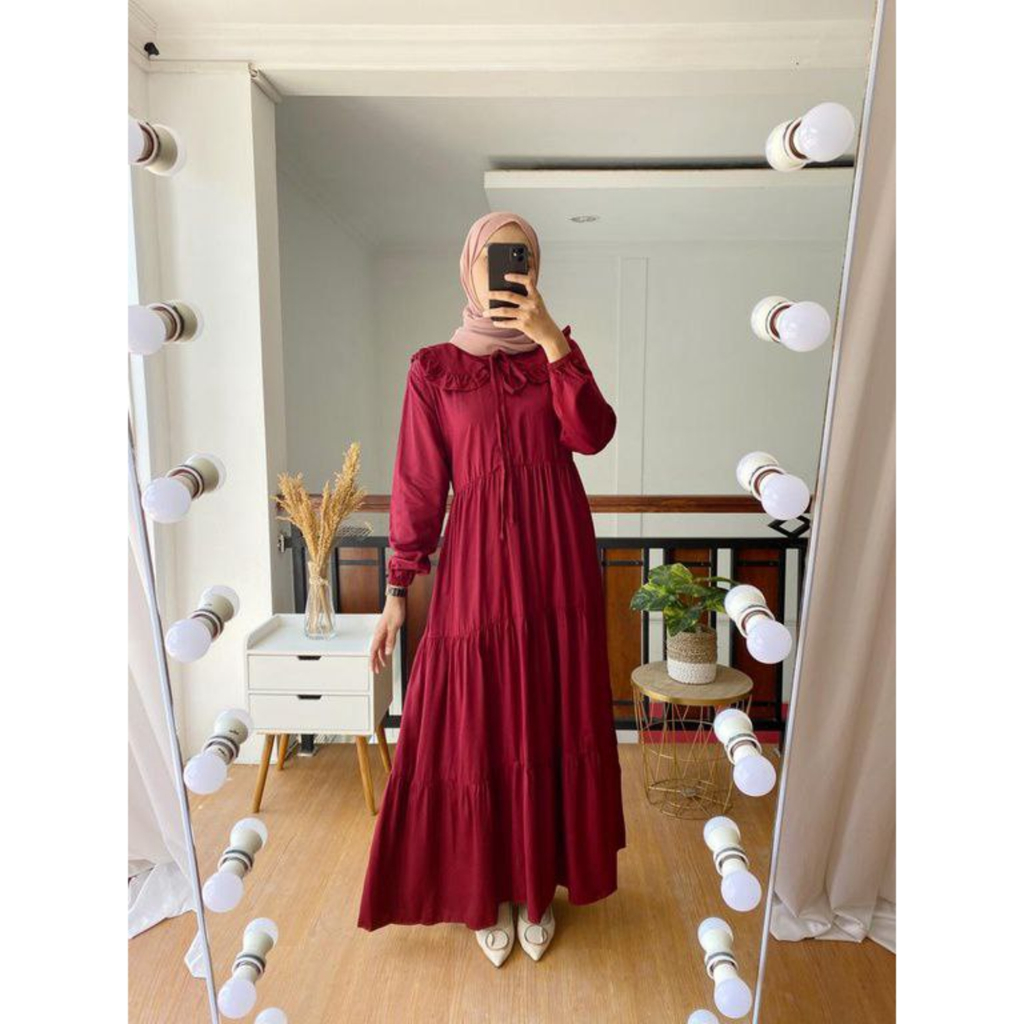 Gamis Rayon Jumbo Polos Ld 120 Midi Dress Wanita Fashion Kayra