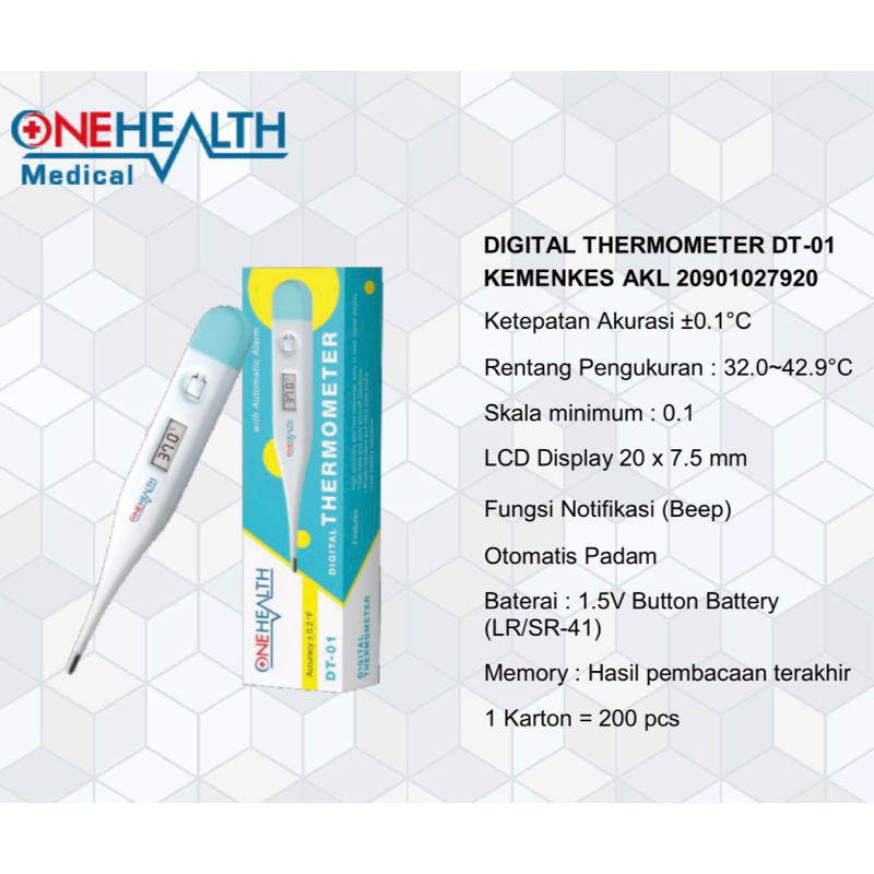 digital thermometer onehealth / alat ukur subu tubuh / termometer onehealth / alat test medis