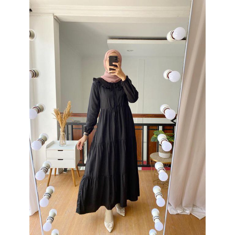 Kayra Gamis Wanita Fashion Muslim Terbaru Bahan Rayon Midi Dress Korean Style