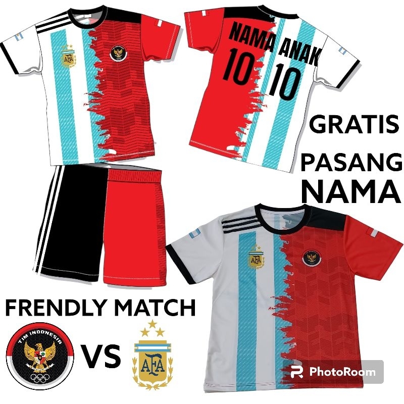 setelan Jersey FRIENDLY MATCH ARGENTINA VS INDONESIA/SETELAN BAJU BADMINTON ANAK/JERSEY BADMINTON ANAK