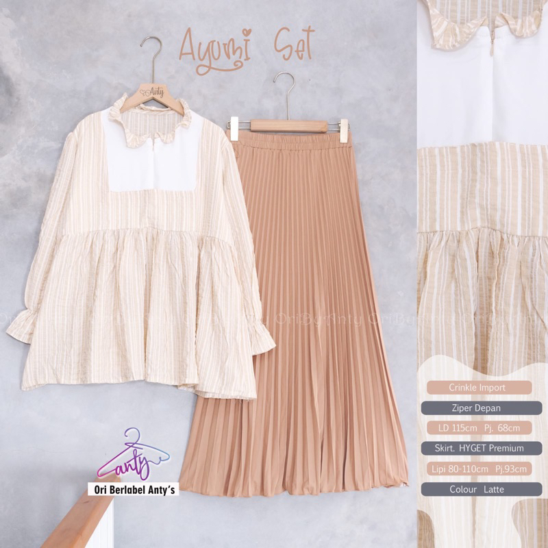 Setelan Wanita Anak Remaja Tanggung Blouse Tunik Rok kulot Celana