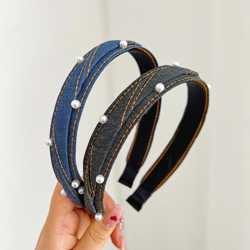 Caliloops Bando Bandana Jeans Denim Korean Style Polos Mutiara Rawsy