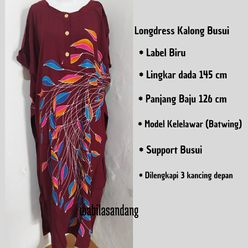 DASTER PANJANG / LONGDRESS KALONG KENCANA UNGU KELELAWAR JUMBO LD 150 cm PB 124 cm DASTER PANJANG LO
