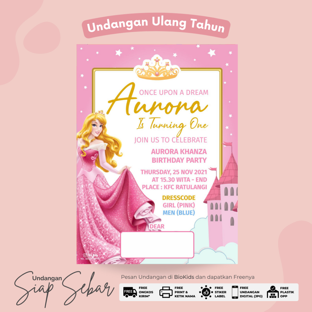 Undangan Ulang Tahun Tema Princess