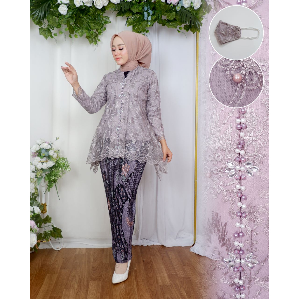 Kebaya tunik floy brukat payet | Kebaya modern | Baju pesta pernikahan wisuda dan lamaran modis dan cantik