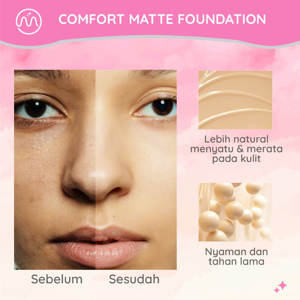 MINIPINK Foundation Comfort Matte Long Lasting All Day 6 Colors MP020