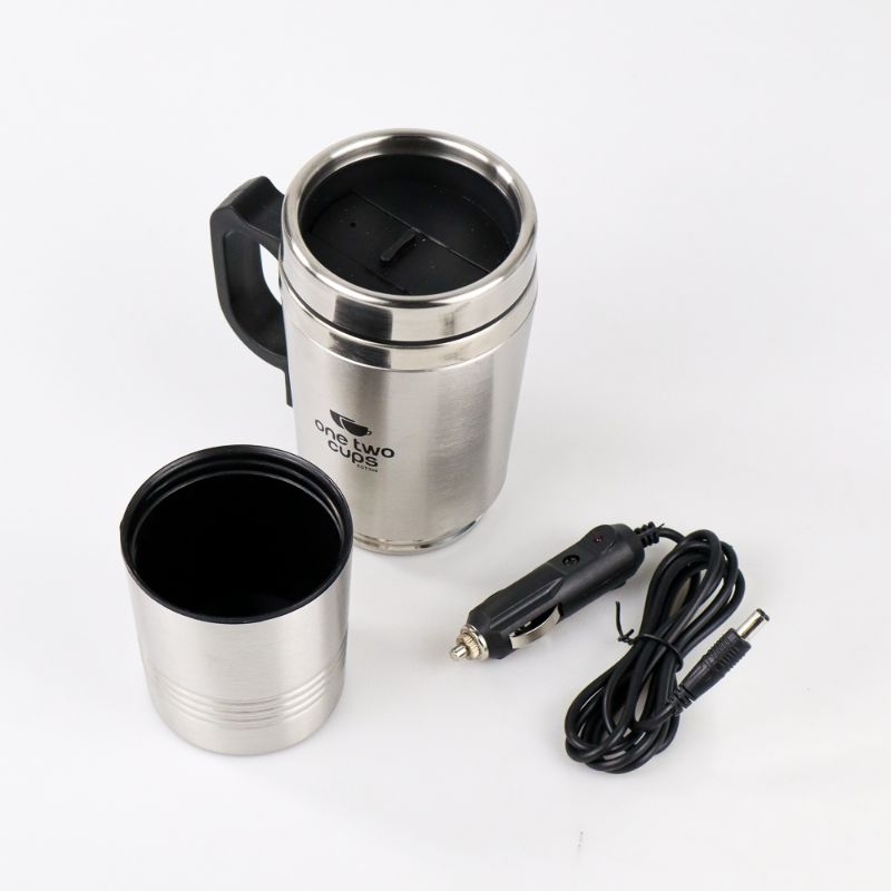 stainlees gelas pemanas air elektrik di mobil mug elektrik mobil 12V 350+150 ml - est350