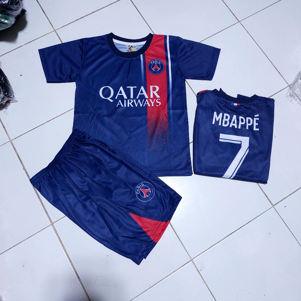 jeresy bola anak psg/m city liverpool/mu full printing setelan bola anak psg mu city liverpool  timnas indonesia usia 5-12thn