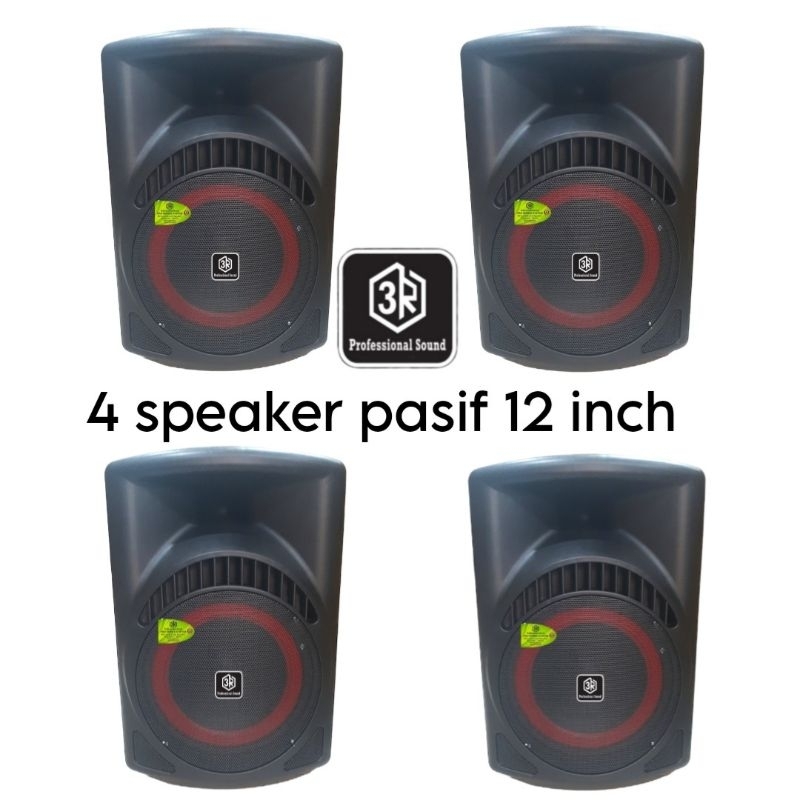 Karaoke Set 4 Speaker Pasif 3R 12 Inch Indoor, Outdoor, 2 Mic Wireless