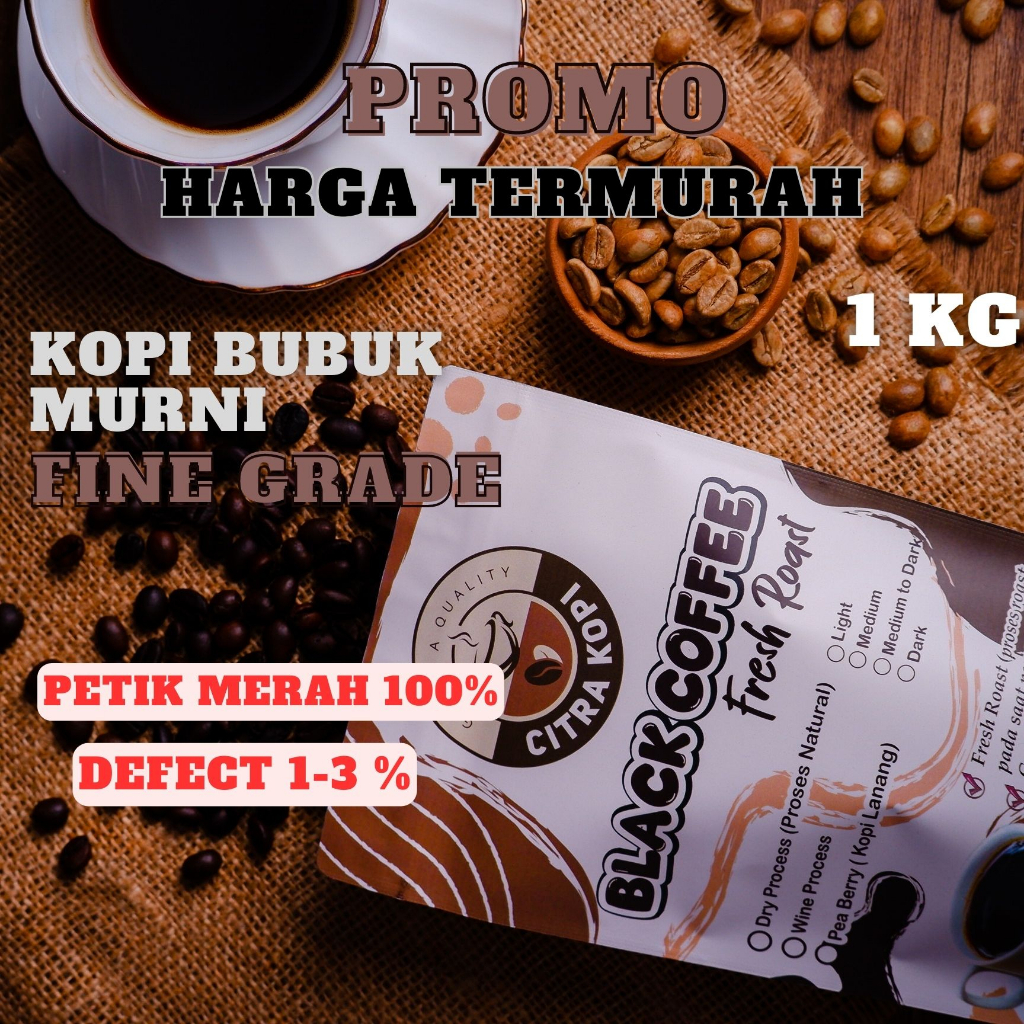 

Kopi Bubuk Murni 1Kg Petik Merah 100% Robusta Temanggung