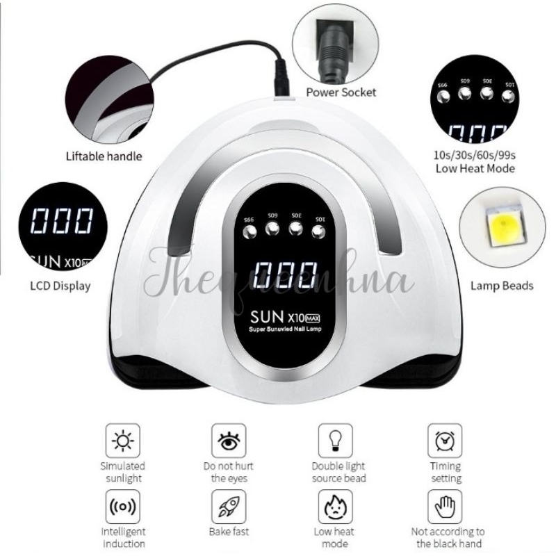 SUN X10 Max 280W Garansi Satu Bulan 66Leds Pengering Kutek Gel Led UV Nail Lamp Alat Pengering Kutek Gel