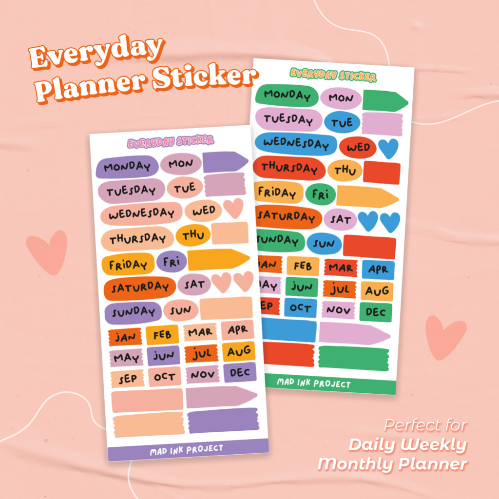 

MAD INK - EVERYDAY STICKER / WEEKLY MONTHLY STICKER PLANNER JOURNALING SHEET